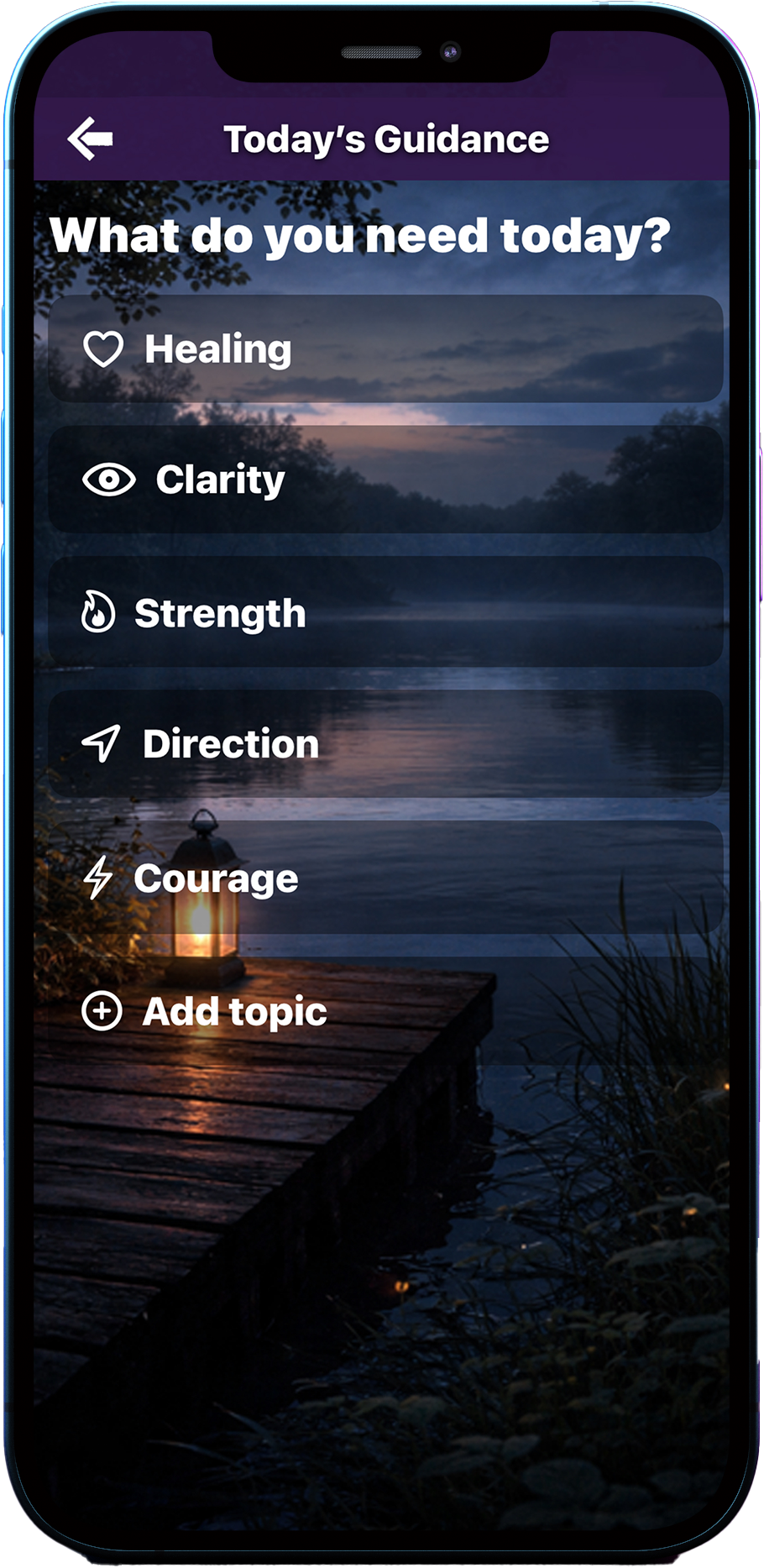 Today's Guidance topic selection screen